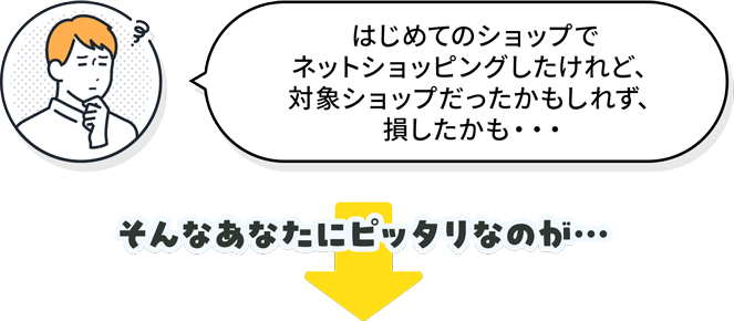 はじめてのショップでネットショッピングしたけれど、対象ショップだったかもしれず、損したかも・・・
